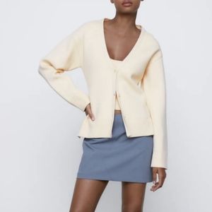 Zara cream knit cardigan sweater